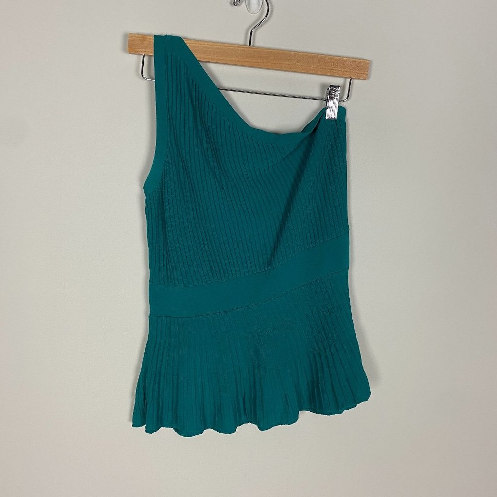 White House Black Market Teal Pleated Blouse